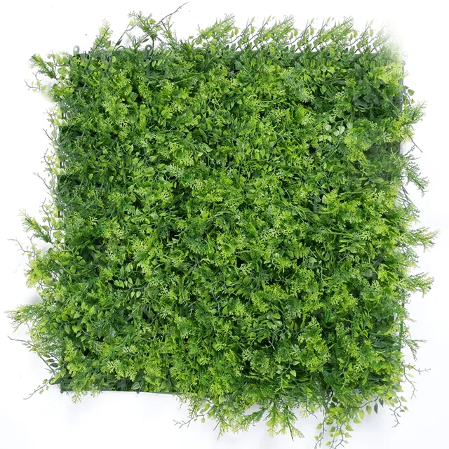 LLD-FHA 50*50Cm Panel Rumput Hijau Imitasi Art Hedge Ivy UV Tanaman Buatan Dinding Luar Ruangan