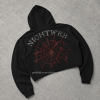 Sudadera con capucha negra extragrande de 450GSM, de marca privada, estilo gótico web, térmica, de punto, con cremallera, para ciclismo y gimnasio, con lavado ácido, de alpaca, para sublimación