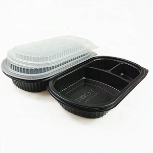 Pp Chất liệu <span class=keywords><strong>900ml</strong></span> nhựa dùng một lần 3 ngăn ăn trưa hộp thực phẩm container với nắp - Product Image 3