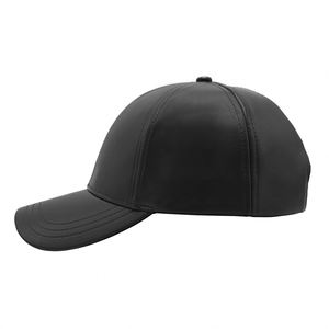 Casquette de baseball noire à visière incurvée pour homme, en cuir véritable, personnalisable - Product Image 2