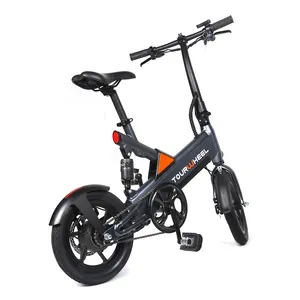 Tourwheel alüminyum çerçeve F/R disk fren spor bicicleta electrica 14 inç hibrid elektrikli katlanır şehir bisikleti