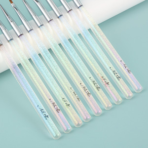 Ensemble de pinceaux pour nail art en poils synthétiques, pour dégradé, éventail, plat, liner, avec virole ondulée, pour la décoration au gel - Product Image 4