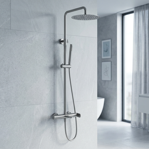 <b>Shower</b> Set, Flat <b>Shower</b>, 3-Function, Chrome/Matte Black/Brushed Nickel, Rainfall+Handheld+Body Jets Wall Mount <b>Shower</b> <b>System</b>, - Product Image 2