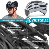 Casco de Ciclismo VICTGOAL para Adultos, Hombres y Mujeres, con Protección Facial Completa UV400, con Luces LED, para Bicicleta de Carretera, Scooter, Bicicleta Eléctrica