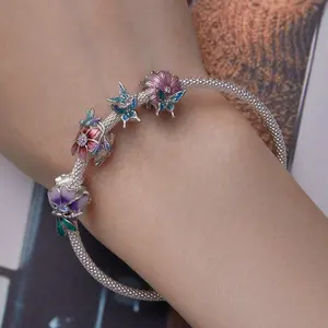 Butterfly Insect Designer Charmed Bracelet Zircon Silver Charms For Jewelry Making