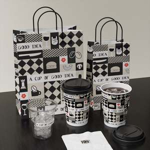 Sacs en papier kraft biodégradables personnalisés avec votre logo pour café à emporter - Product Image 2