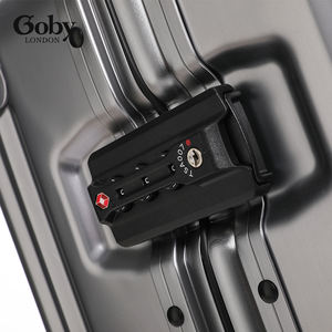 Valise à bagages de luxe 20 pouces avec cadre en alliage d'aluminium couleur argent foncé style serrure sans fermeture éclair vente en gros en stock - Product Image 5