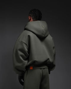 Yingling 520gsm V3 فضفاض صالح هوديي نحى من الصوفه بسحاب لأعلى البلوز مقنعين اقتصاص تناسب انخفاض الكتف القطن الرجال البريدي حتى هوديي - Product Image 2