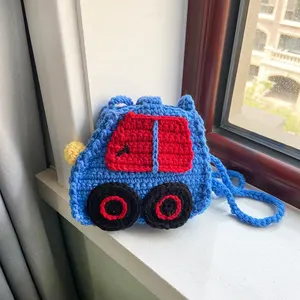 Finished woven children's Cute car boys and girls baby accessories small change wool crochet crossbody bag