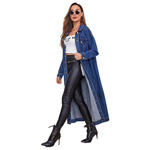 Automne mode nouveaux produits vestes longues femmes Jean à manches longues Cardigan coupe-vent pour dames veste en jean - Product Image 1