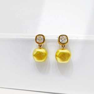 Boucles d'oreilles pendantes en laiton plaqué or, ovales, délicates, uniques, pour fêtes, avec zircon cubique, géométriques, pour mariée, vente en gros - Product Image 3