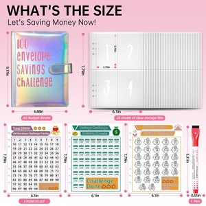 Défi 100 Jours : Carnet de budget à feuilles mobiles pour couple avec enveloppes de trésorerie - Product Image 2