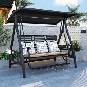 Fauteuil suspendu double en aluminium pour extérieur, jardin, balcon, avec protection solaire, chaise à bascule pour la maison - Product Image 2