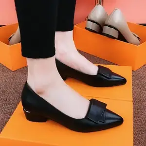 Оптовая продажа, высококачественные элегантные туфли-лодочки без шнуровки, женские удобные туфли из искусственной кожи на плоской подошве