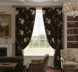 Decorative Vintage Songbird Floral Window <b>Curtains</b> Dense Floral Panel 70% Light Blocking Premium Fabric Drapes <b>for</b> Living Room - Product Image 1