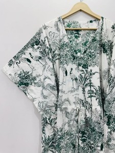 <b>Boho</b> <b>Long</b> <b>Dress</b> Floral Print Kaftan for Women Relaxed Fit Gathered Drawstring Waist Casual Wear Fashion Outfit - Product Image 3