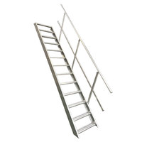 Échelle d'escaliers d'entrepôt en aluminium robuste de nouveau style 2025 avec rails pliants larges marches Lader Andamios