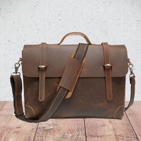 Sac à bandoulière vintage en cuir Crazy Horse pour homme, sacoche de messager en cuir de vachette pleine fleur, résistant à l'usure