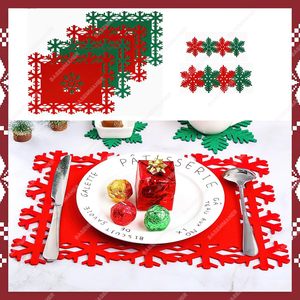 DAMAI 12PCS Snowflake Placemats Christmas Table Red Green Felt Place Mats Coaster for Party Holiday Home Dinner Tableware Decor - Product Image 3