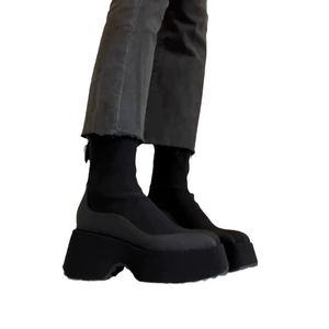 Stivali classici da donna <span class=keywords><strong>con</strong></span> <span class=keywords><strong>suola</strong></span> spessa da donna su misura <span class=keywords><strong>con</strong></span> zeppa nera <span class=keywords><strong>con</strong></span> tacco e zeppa alla moda <span class=keywords><strong>con</strong></span> cerniera - Product Image 3