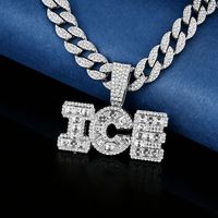 Nouveau pendentif personnalisé en verre avec lettre, bijou tendance hip-hop sauvage, fermoir chaîne cubaine