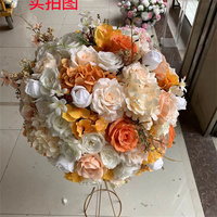 GOG053 70cm de haut Ensemble élégant de demi-boules de fleurs en plastique pour mariage en soie artificielle 80cm Centres de table rustiques pour mariage