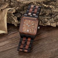 Jam Tangan Pria Persegi Kayu Analog Quartz Movement Handcraft Ringan untuk Pria