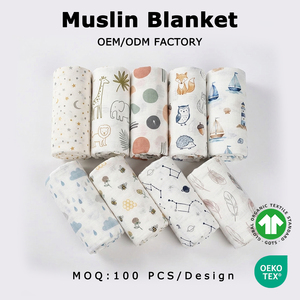 Couvertures en gros pour nouveau-nés, OEM, anti-bactériennes, pliées, en mousseline de coton biologique et <span class=keywords><strong>bambou</strong></span>, couvertures d'emmaillotage personnalisées, douces, tissées pour bébés - Product Image 1