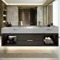 Nouveau style moderne : Meuble de salle de bain en panneaux de bois, étanche, simple ou double, avec miroir LED et lavabo – Vente en gros
