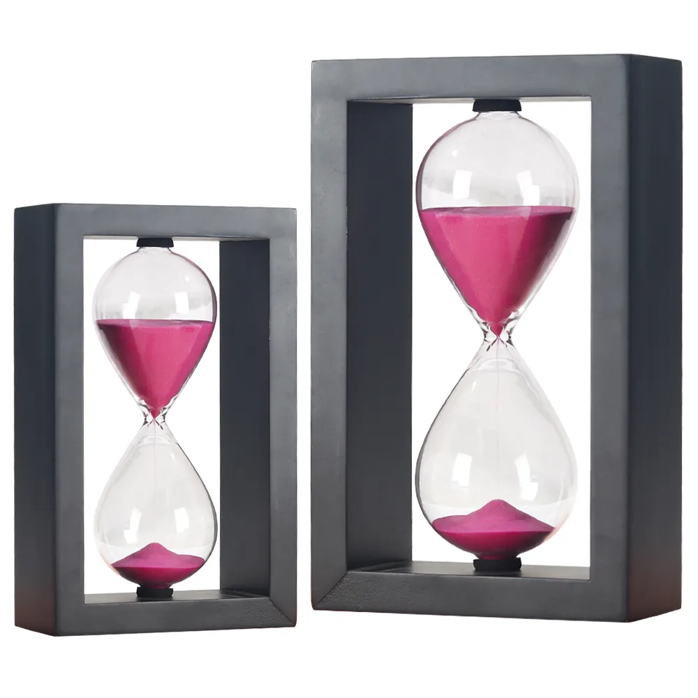 Creative Handcraft 15 30 60 Minute Hourglass Sand Clock black Wooden Frame Rectangle purple sand glass Hourglass Sand Timer