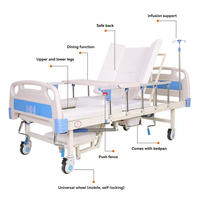 Cama de Hospital Manual Multifuncional de Acero, Orientada a la Rehabilitación, con Barandilla Antideslizante para Centros de Rehabilitación, Cuidado de Ancianos y Personas con Discapacidad