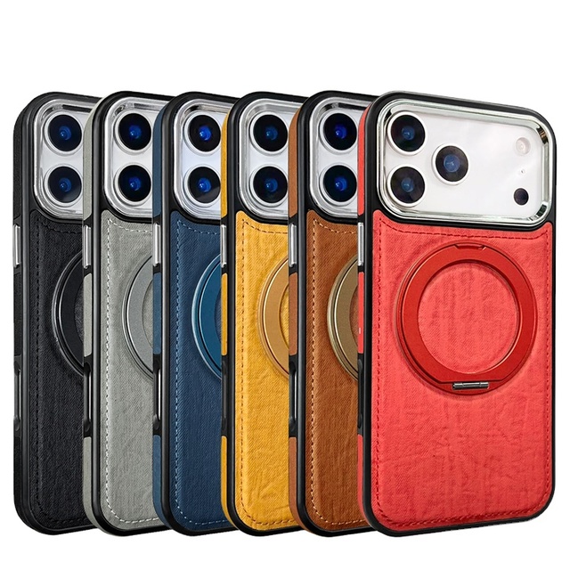 Premium Brown Leather Save Magnetic Compatible Protective Case for iPhone 18 Pro Max 17 Air with Custom Heat-Pressed Logo