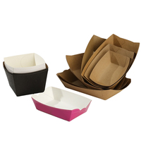 Boîte en papier kraft de qualité supérieure, écologique, en gros, à double compartiment, en forme de bateau, pour aliments