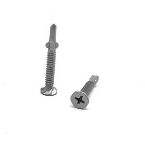 Tornillos Autorroscantes de Cabeza Plana con Relieve para Sujeción, Tornillos de Acero Zincado con Punta Phillips y Calcio - Product Image 1