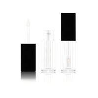 Tube de brillant à lèvres vide en plastique transparent, carré, fini velours mat, pour emballage cosmétique