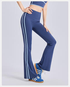 RUIQUWIN Pantalon de yoga rayé taille haute pour femmes avec logo personnalisé Leggings évasés respirants à séchage rapide pour l'entraînement - Product Image 4