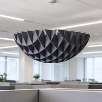 Panneaux acoustiques suspendus modernes en feutre PET rainuré, plissés 3D, conformes ASTM E84, pour plafonds.