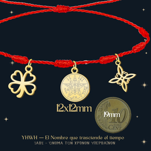 Bracciale portafortuna e protettivo oro acciaio inox 7 nodi con nodo di strega e Tetragrammaton Charm Fine amuleto - Product Image 3