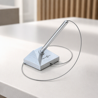 Stylo de bureau à base métallique avec câble anti-perte, stylo de table commercial pour hall de banque