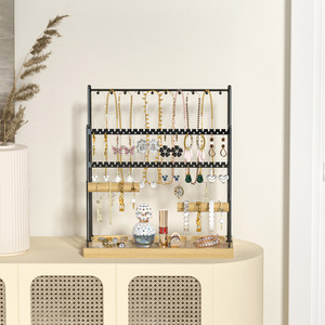 Jewelry <b>Display</b> Rack 3 Tier Desktop Storage With <b>Hooks</b> For Necklaces Earrings Bracelets Watches And Rings - Product Image 2