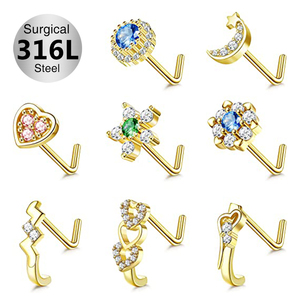Toposh Classical Flower pink CZ 316L Stainless Steel Piercing Jewelry Set Hinged Septum <strong>Nose</strong> <strong>Rings</strong> <strong>for</strong> <strong>Women</strong> - Product Image 4