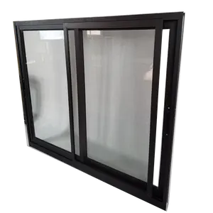 מבודד שחור עיצוב פשוט אלומיניום זכוכית חלון הזזה/חלונות תת-קרקע שקופים/תריסים/חלולים/בודדים/שלושה למינה