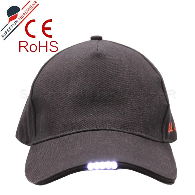 High quality unisex 5 panel cotton led baseball hat light up led cap