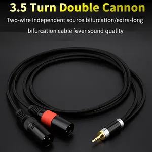 Cavo Audio Splitter di Alta Qualità in PVC Intrecciato, Jack Stereo TRS Maschio 3.5mm a Doppio <span class=keywords><strong>XLR</strong></span> Maschio 3 Pin, Cavo <span class=keywords><strong>Aux</strong></span> in Nylon Tricot - Product Image 2