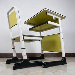Ensemble bureau et chaise d'école réglables en hauteur, bureau d'élève avec tiroir de rangement, structure en acier, mobilier scolaire - Product Image 6