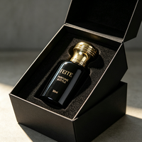 Flacon de parfum en verre noir cylindrique vide de 50 ml, emballage personnalisé avec bouchon doré
