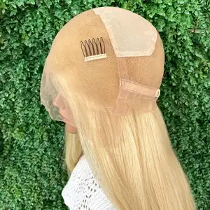 Hot sale 130% 150% Density 100% raw human one donor hair 613 Blonde Transparent full Lace Wig
