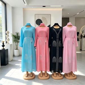 Vestidos Africanos Elegantes para <span class=keywords><strong>Mujer</strong></span>, Kaftán Maxi de Lujo con Bordado, Manga de Encaje, Seda de Leche, Jalabiya Abaya con Bufanda - Product Image 6
