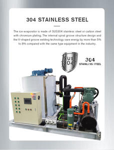 500 كجم/يوم التجارية ماكينة تكسير الثلج لتصنيع المواد الكيميائية/تجهيز الأغذية - Product Image 3