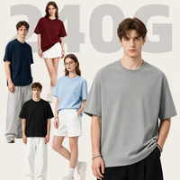 T-shirt Streetwear Personnalisé Brodé Tricoté Haute Qualité 240g Coupe Ample Couleur Unie Respirant Grande Taille